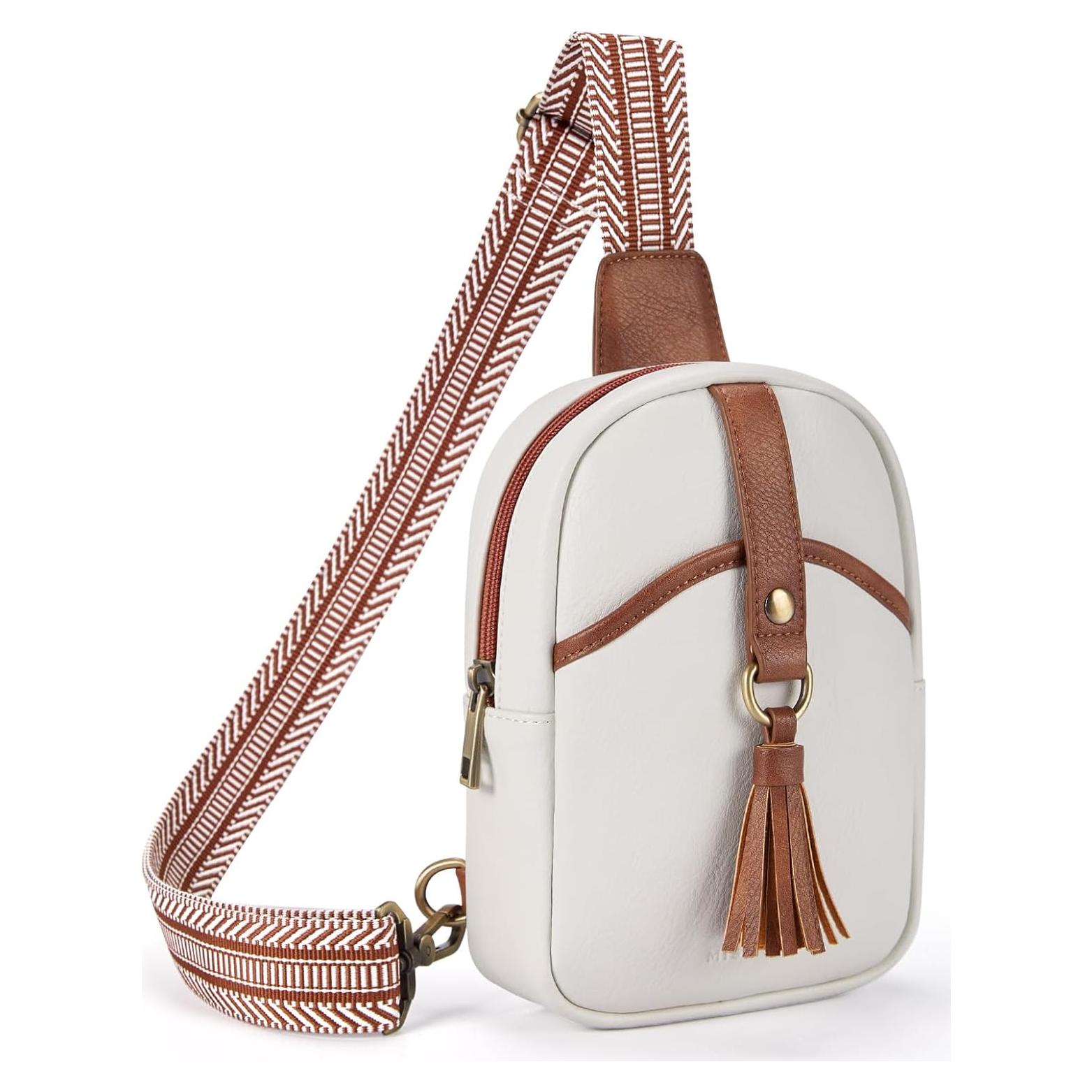Bolso Bandolera Pequeño Missnine de Cuero Sintético Beige