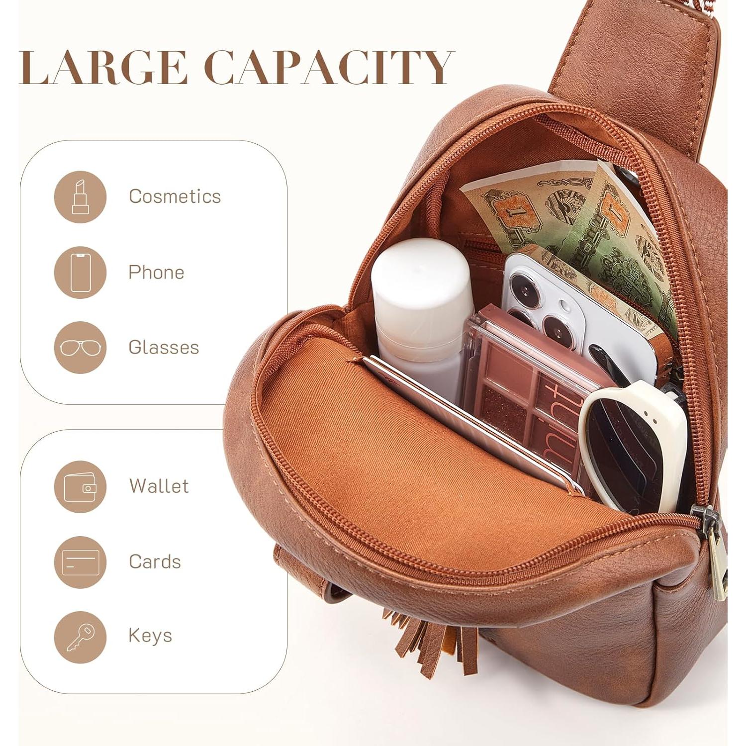 Bolso Bandolera Pequeño Missnine de Cuero Sintético Beige