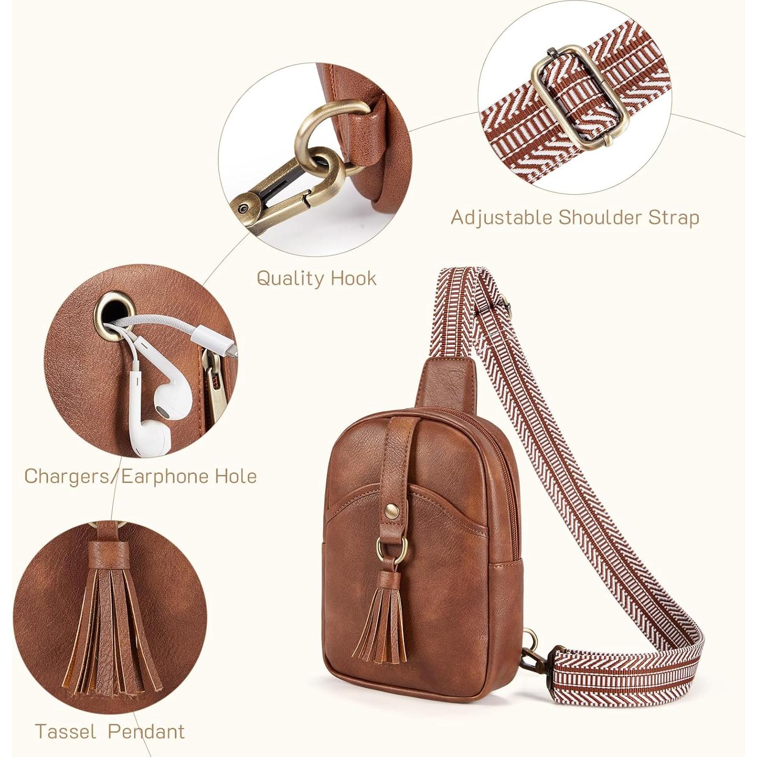 Bolso Bandolera Pequeño Missnine de Cuero Sintético Beige