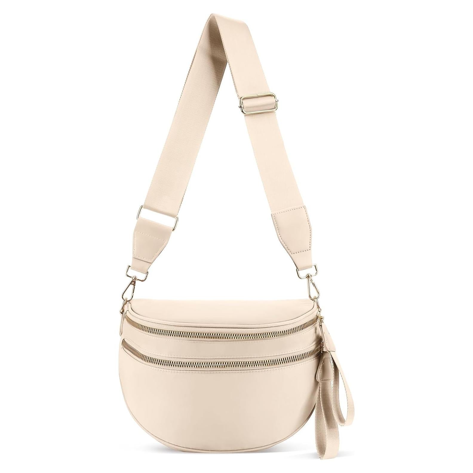 Bolso de Cintura para Mujeres Beige de Nailon 31x14x22 cm