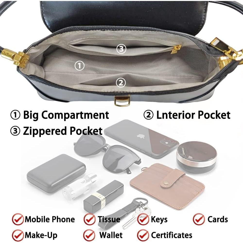 Bolso de Hombro Vintage para Mujeres Cuiab - Negro 27.94x9.4x11.43 cm