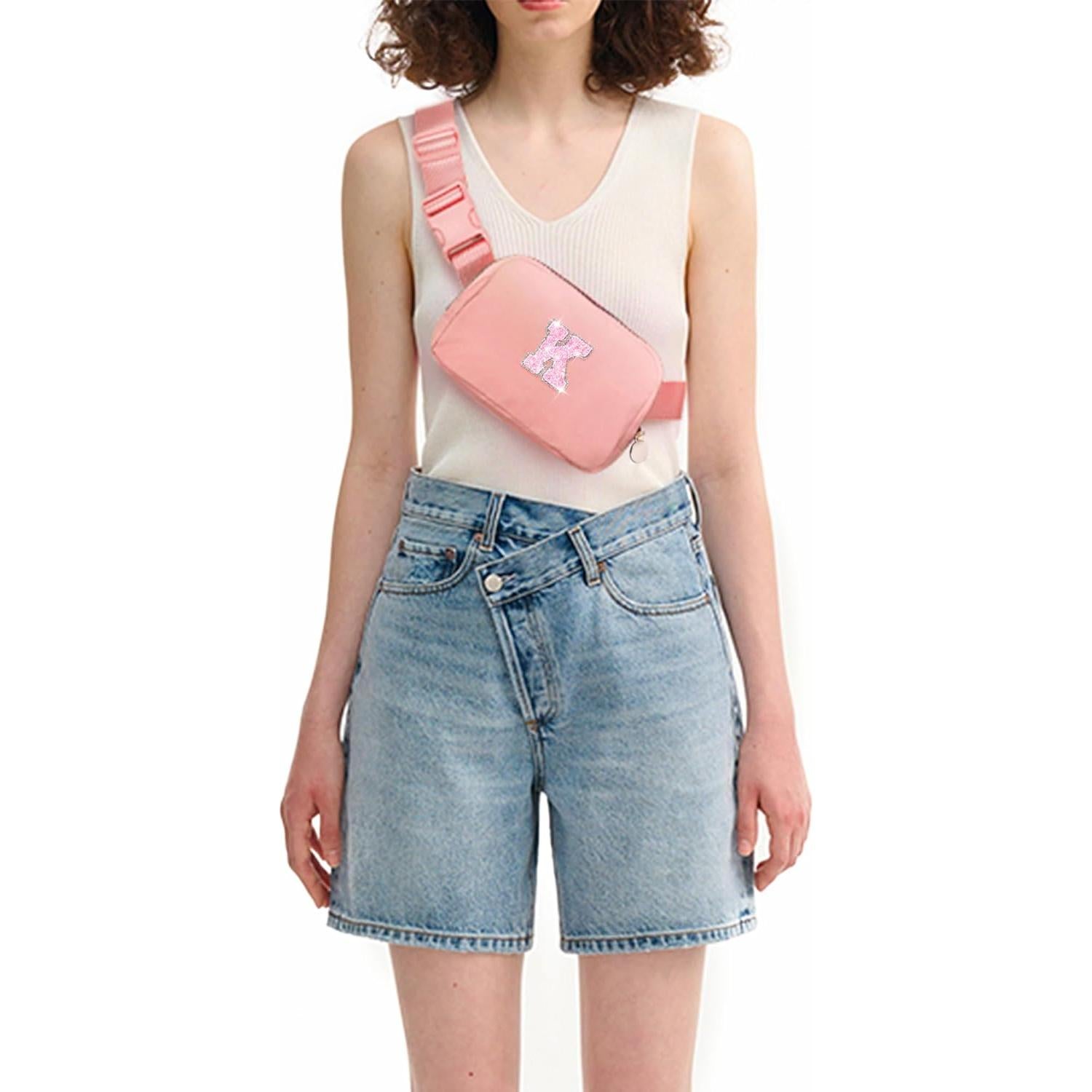 Riñonera Personalizada Uygafly para Mujeres - Color Durazno, Inicial K