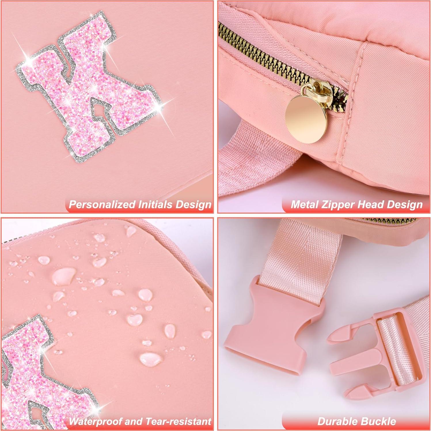 Riñonera Personalizada Uygafly para Mujeres - Color Durazno, Inicial K