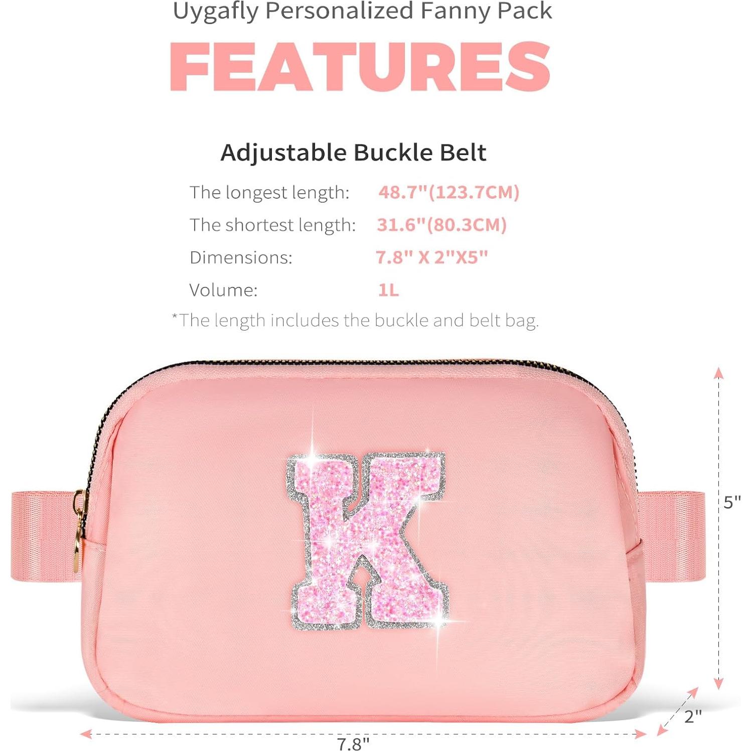 Riñonera Personalizada Uygafly para Mujeres - Color Durazno, Inicial K