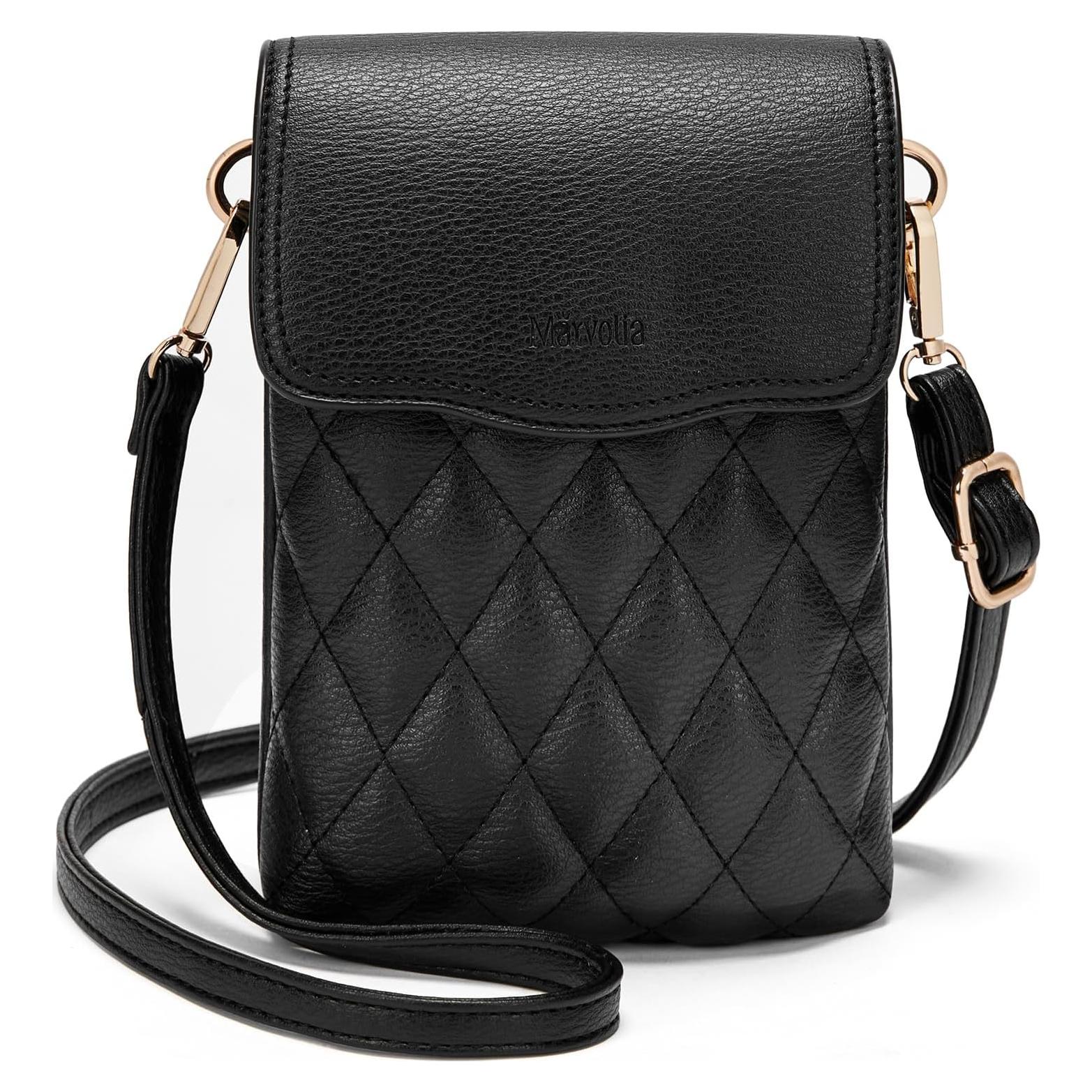 Bolsa Cruzada Pequeña Marvolia de Cuero Vegano - Negro