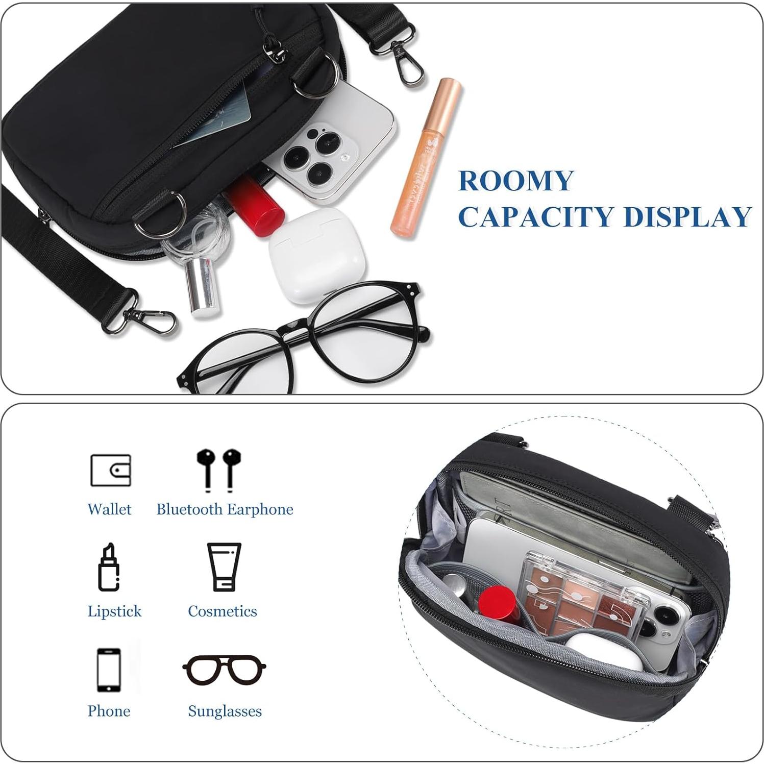 Bolsa Cruzada de Nylon MAXTOP Negra para Hombre y Mujer