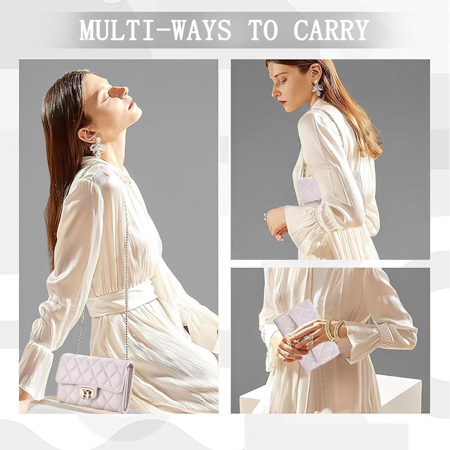 Bolso Cruzado Acolchado AUYKERUN Blanco Beige para Mujeres