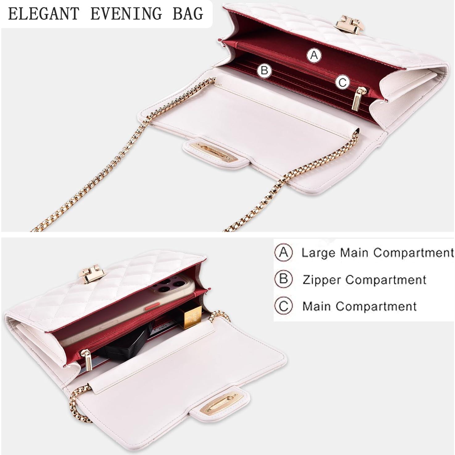 Bolso Cruzado Acolchado AUYKERUN Blanco Beige para Mujeres