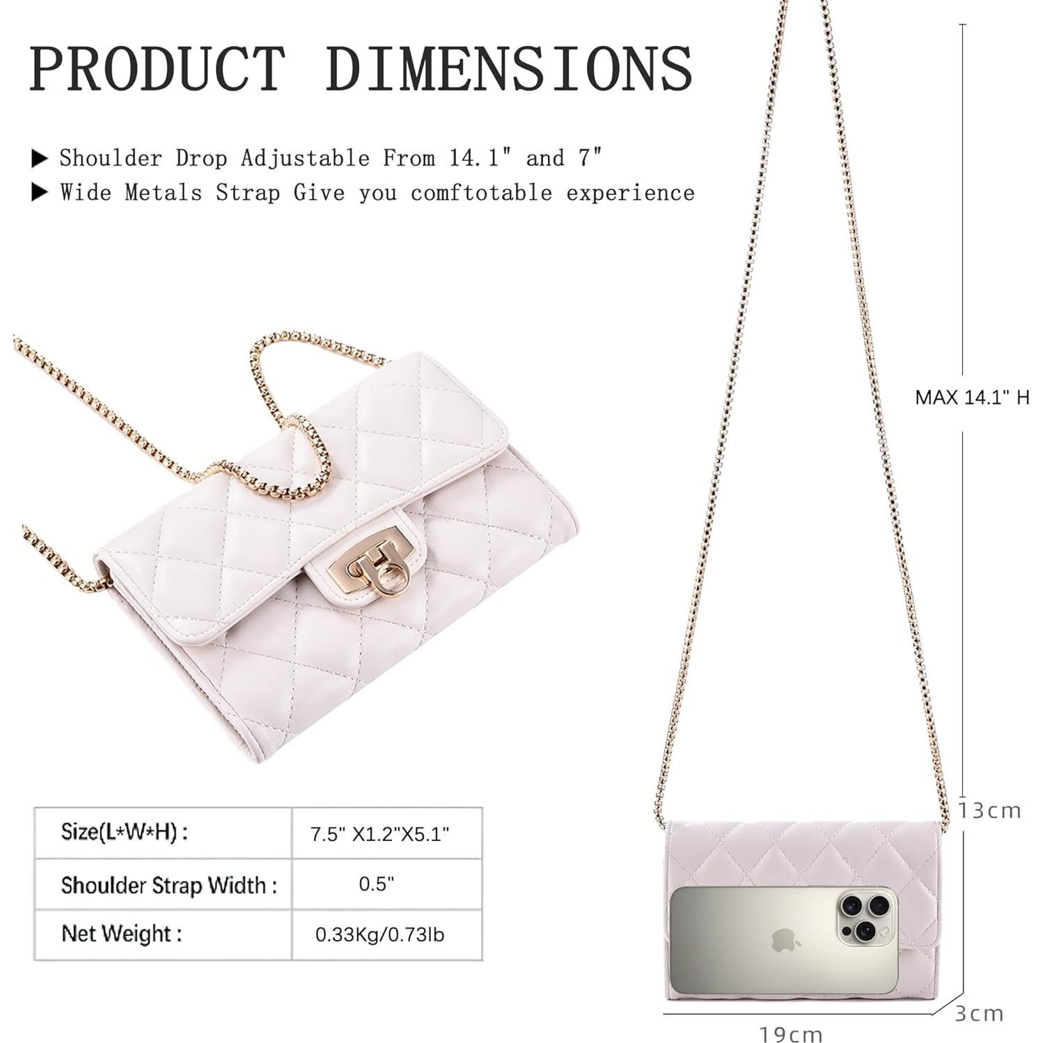 Bolso Cruzado Acolchado AUYKERUN Blanco Beige para Mujeres