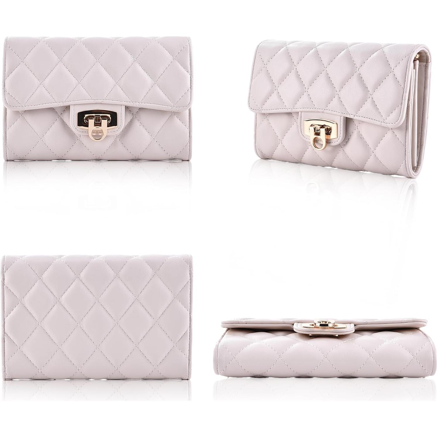 Bolso Cruzado Acolchado AUYKERUN Blanco Beige para Mujeres
