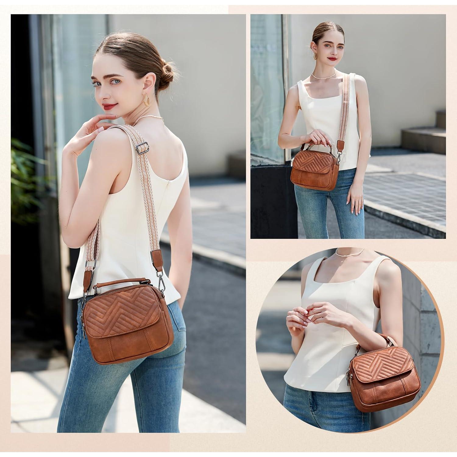 Bolso Cruzado OPAGE de Cuero Vegano Acolchado para Mujeres