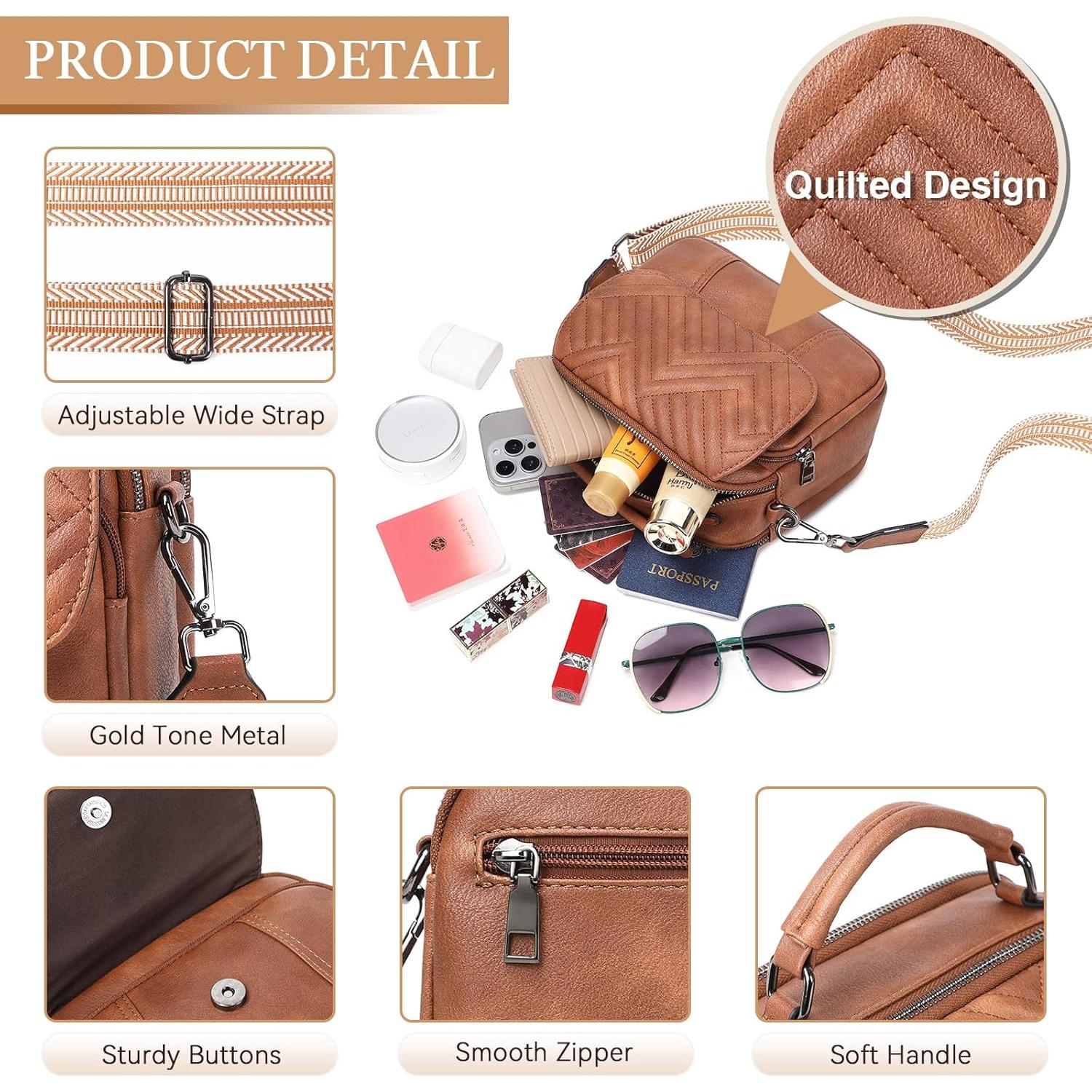 Bolso Cruzado OPAGE de Cuero Vegano Acolchado para Mujeres