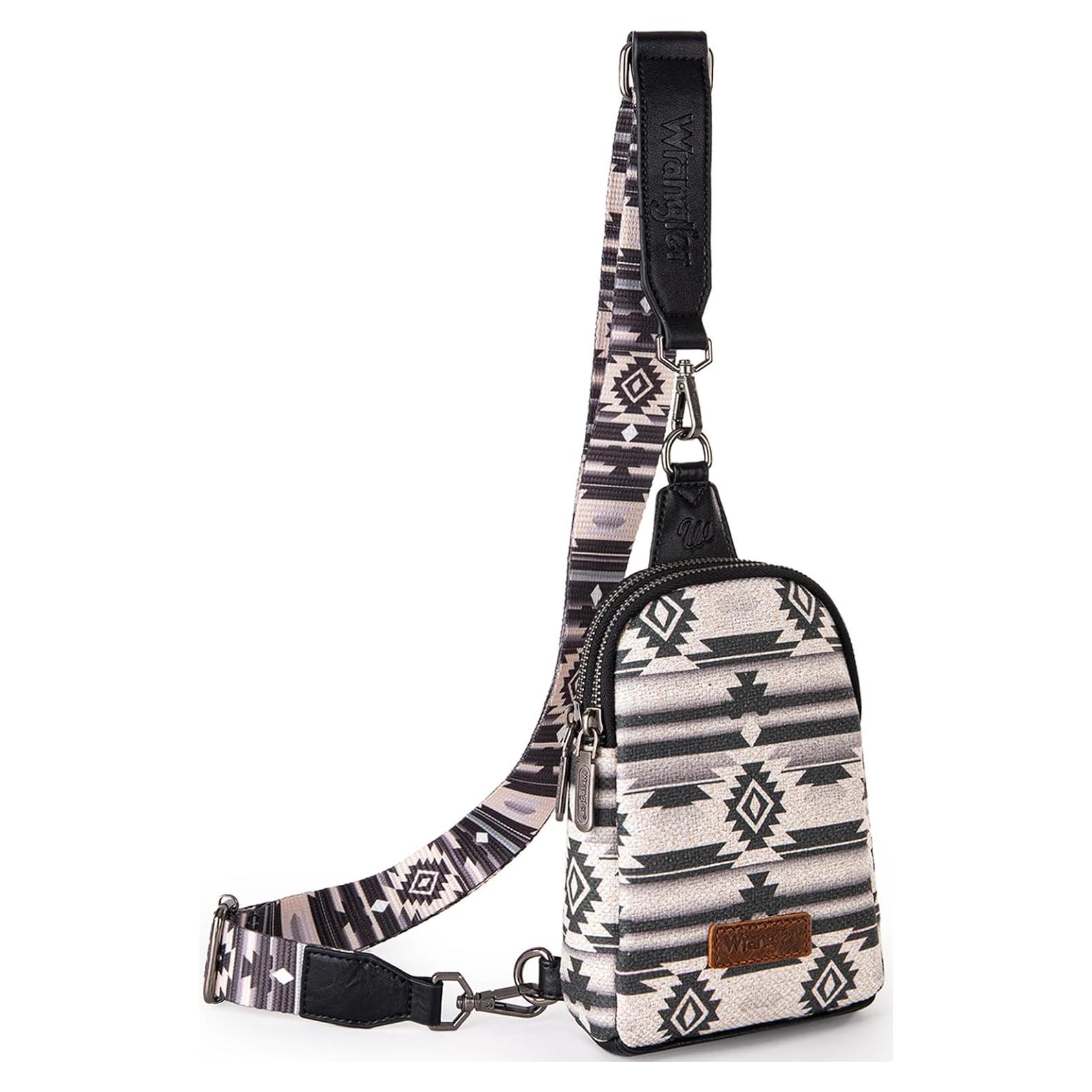 Bolso Cruzado Wrangler para Mujeres Negro Vintage 19x14x4 cm