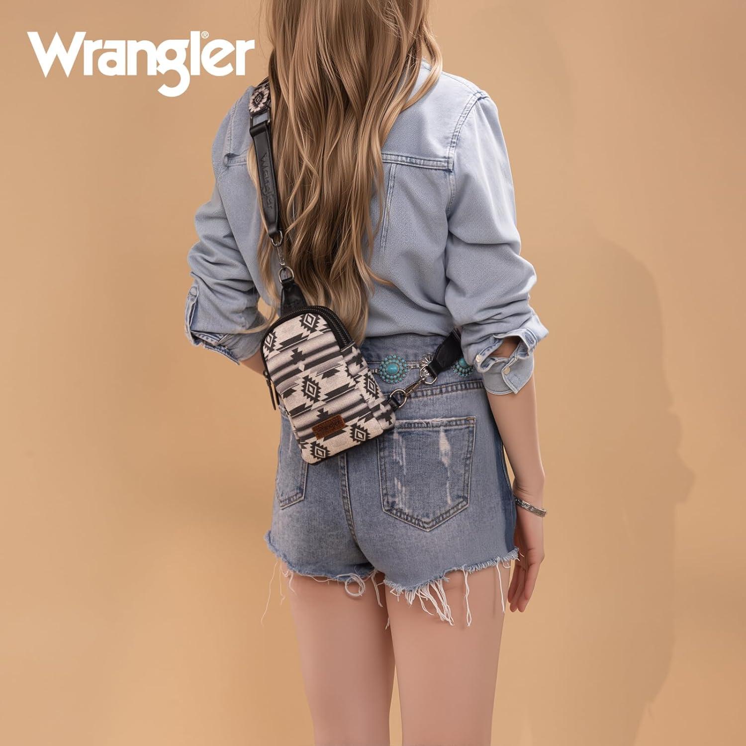 Bolso Cruzado Wrangler para Mujeres Negro Vintage 19x14x4 cm