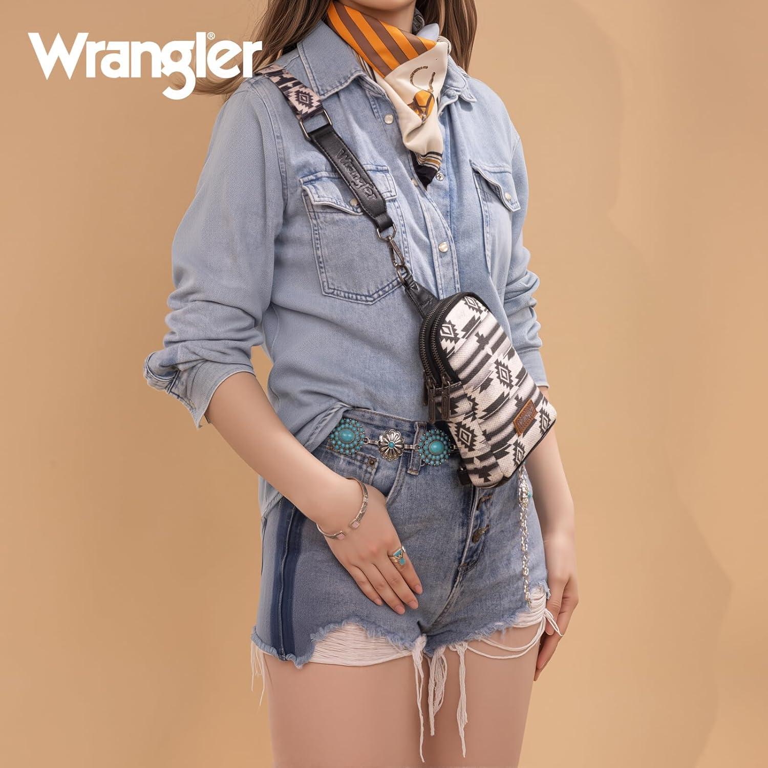 Bolso Cruzado Wrangler para Mujeres Negro Vintage 19x14x4 cm