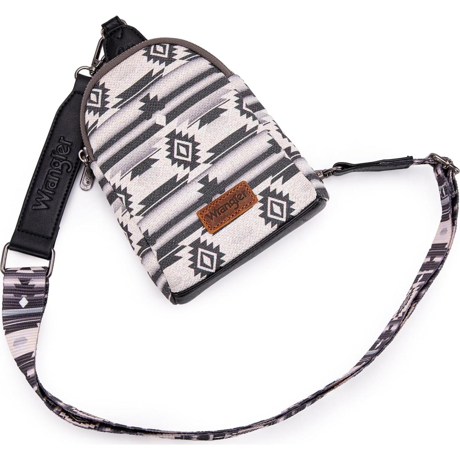 Bolso Cruzado Wrangler para Mujeres Negro Vintage 19x14x4 cm