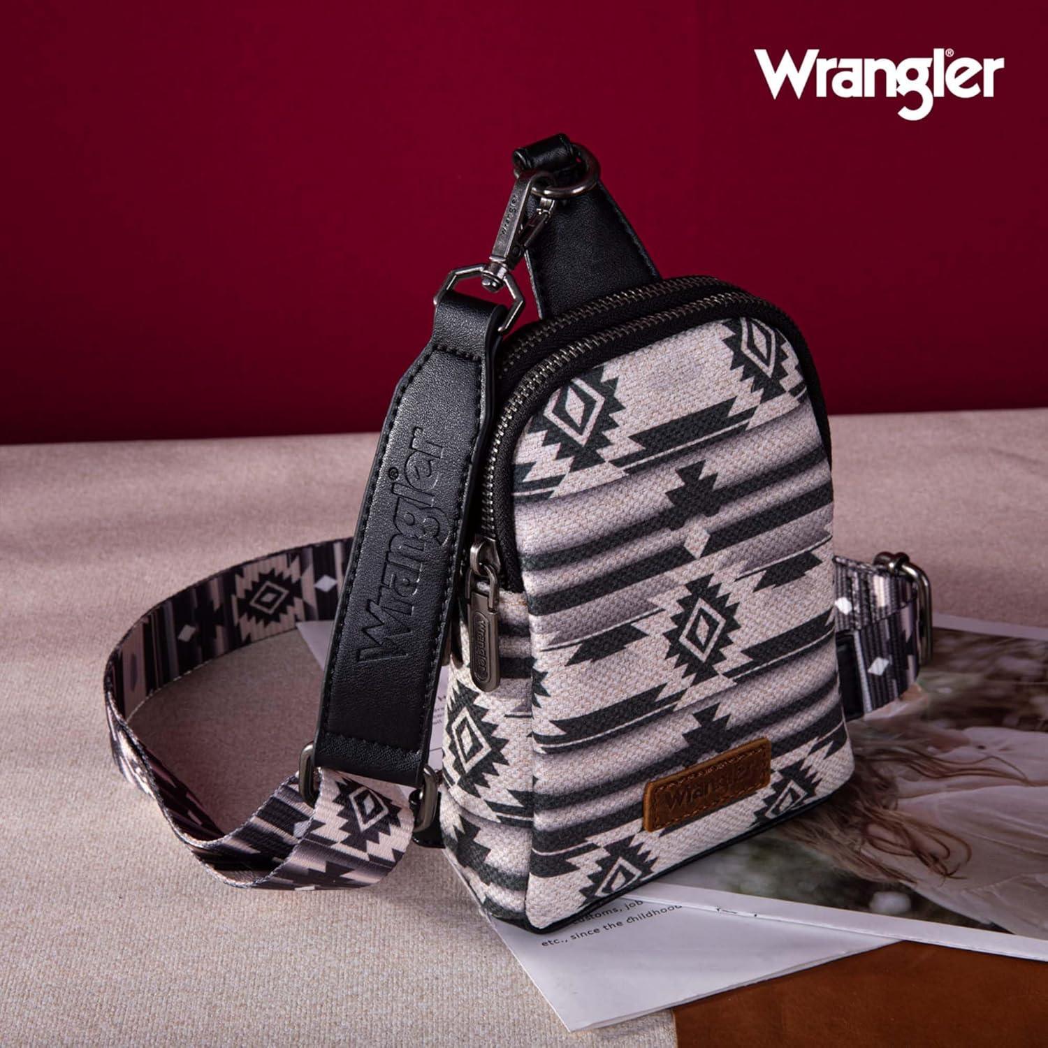 Bolso Cruzado Wrangler para Mujeres Negro Vintage 19x14x4 cm