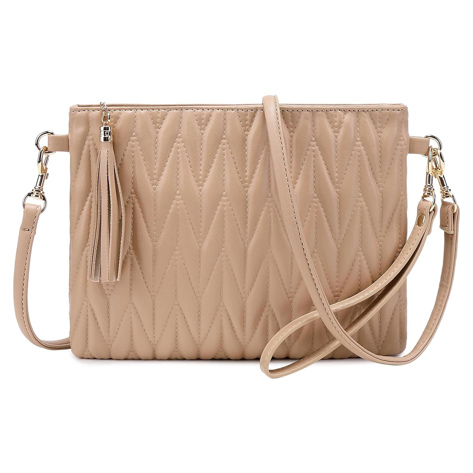 Bolso de Hombro de Cuero Vegano Albaricoque M 23.1x18x3.2cm