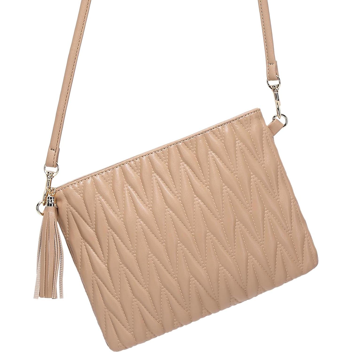 Bolso de Hombro de Cuero Vegano Albaricoque M 23.1x18x3.2cm