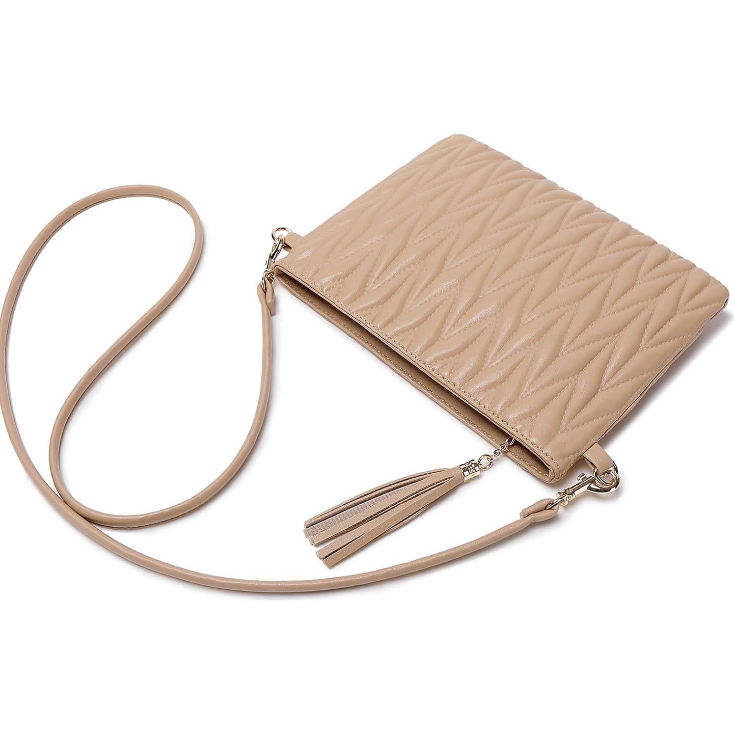 Bolso de Hombro de Cuero Vegano Albaricoque M 23.1x18x3.2cm