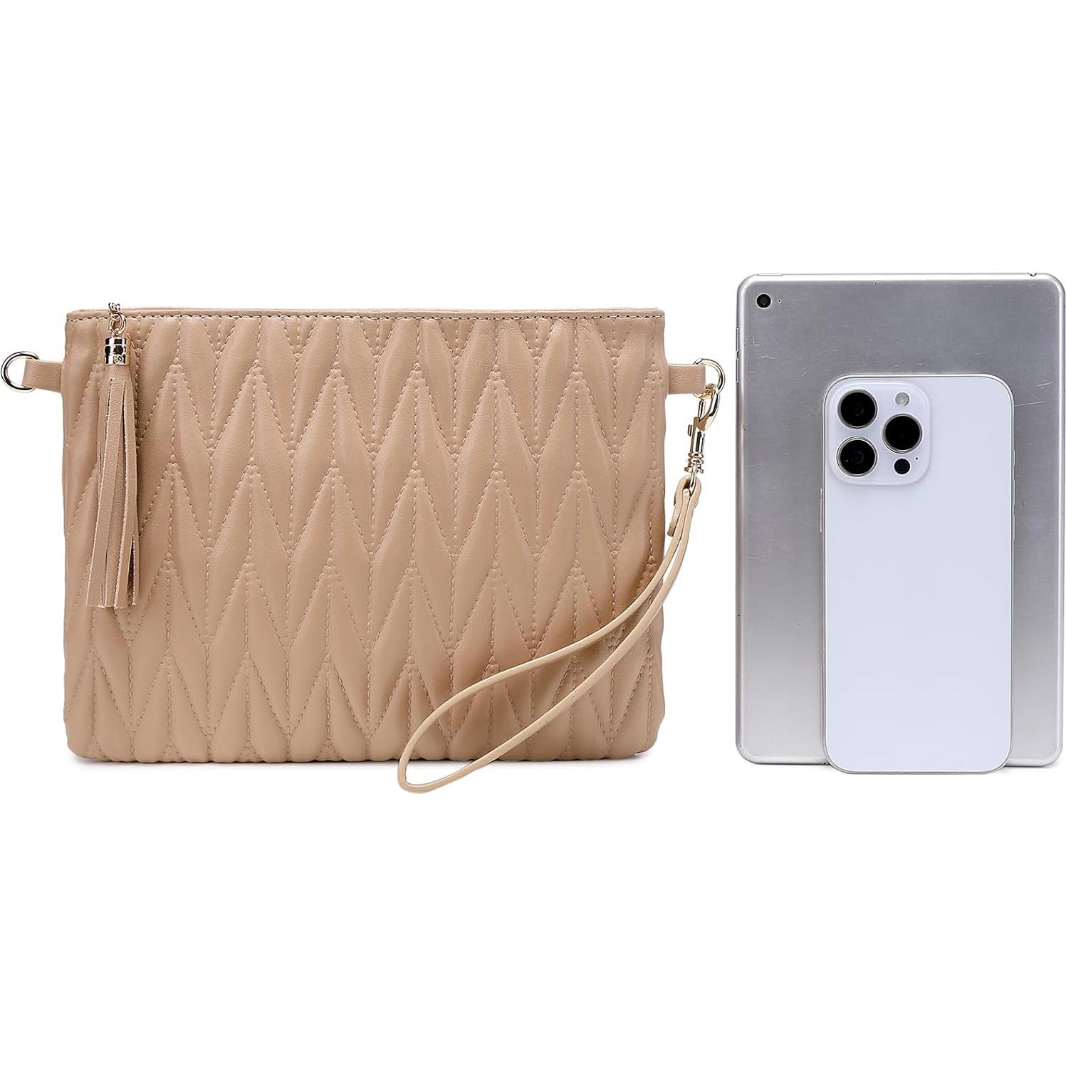 Bolso de Hombro de Cuero Vegano Albaricoque M 23.1x18x3.2cm