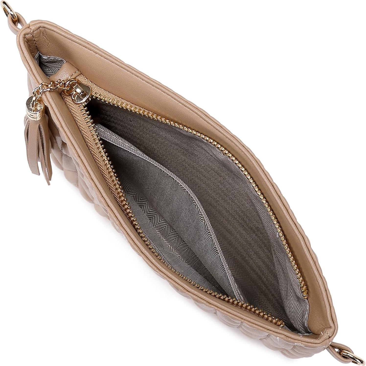 Bolso de Hombro de Cuero Vegano Albaricoque M 23.1x18x3.2cm