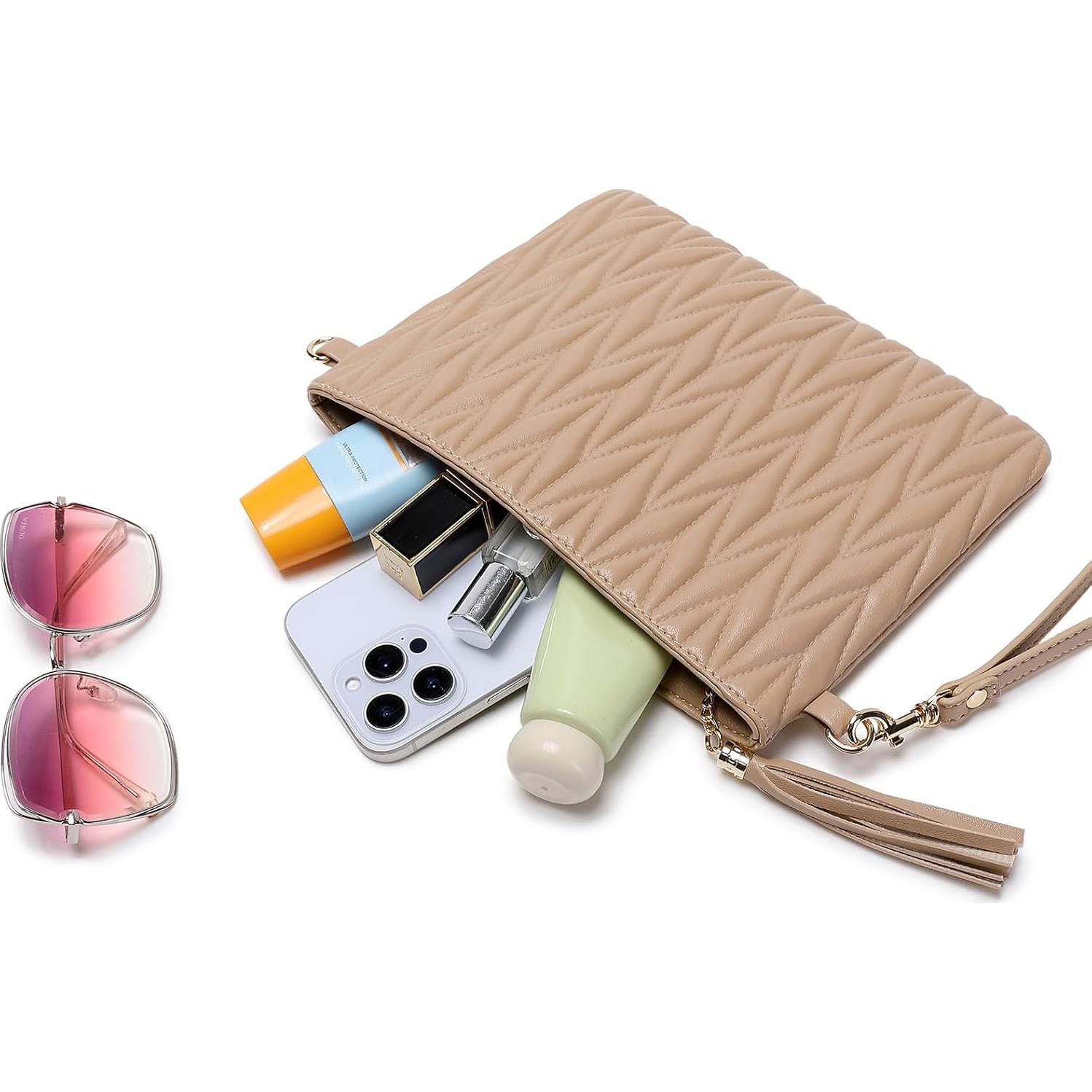 Bolso de Hombro de Cuero Vegano Albaricoque M 23.1x18x3.2cm