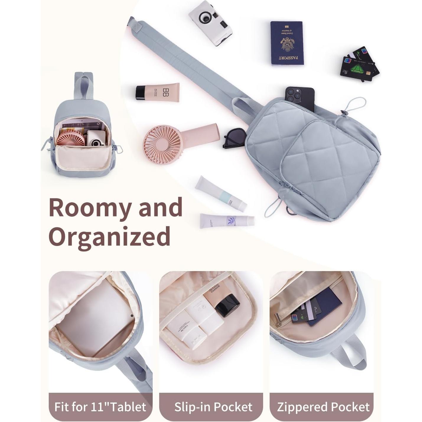 Bolsa de Hombro Wandering Nature para Mujeres 7L Gris Acolchada