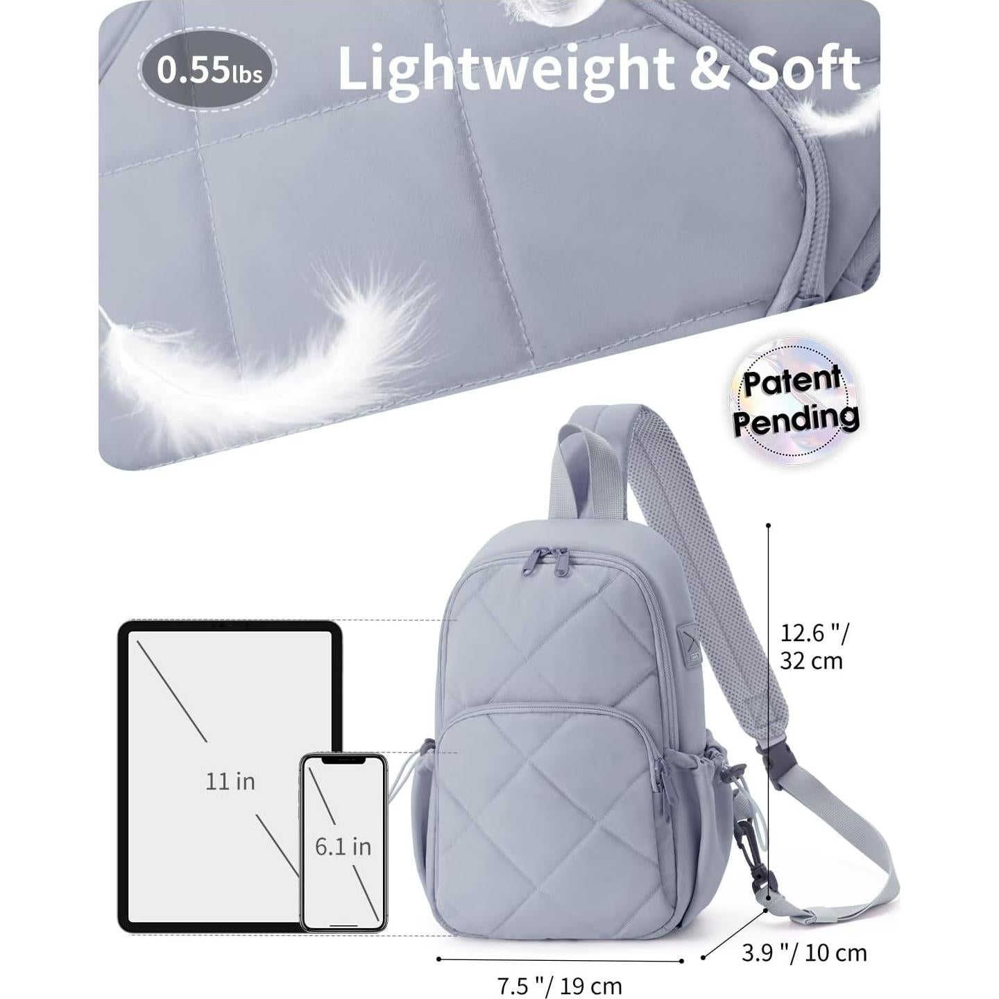 Bolsa de Hombro Wandering Nature para Mujeres 7L Gris Acolchada