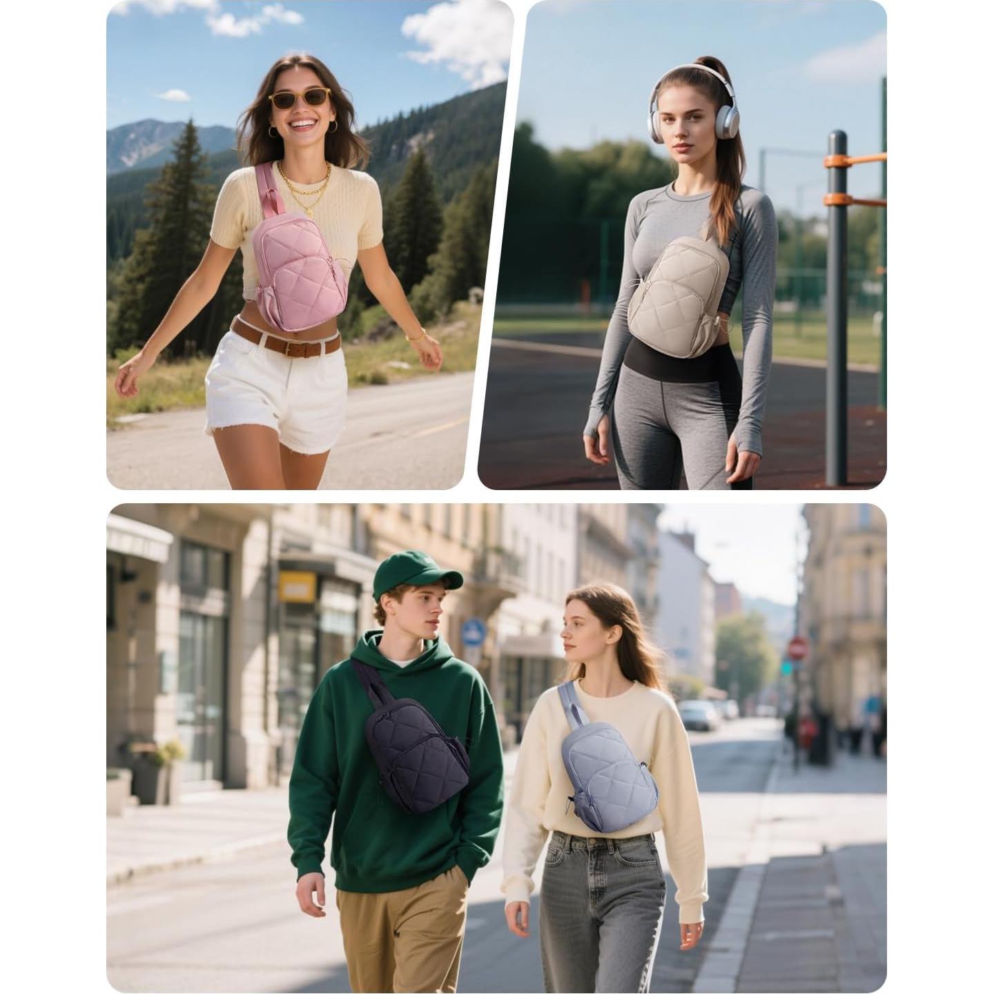 Bolsa de Hombro Wandering Nature para Mujeres 7L Gris Acolchada