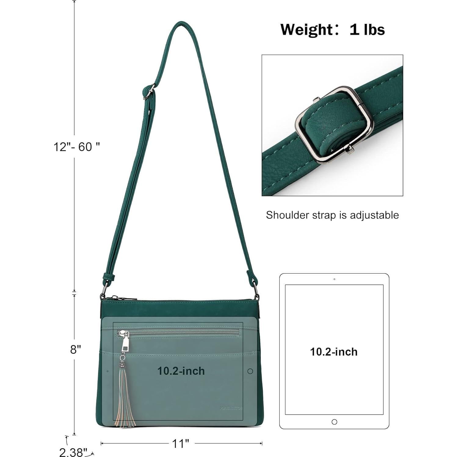 Bolso Cruzado Mediano MASINTOR Verde Vintage de Cuero Vegano