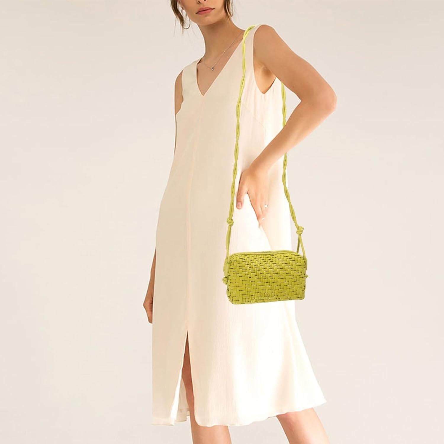 Bolso Cruzado de Cuero Vegano Dabdays Verde Claro 19x8x11cm