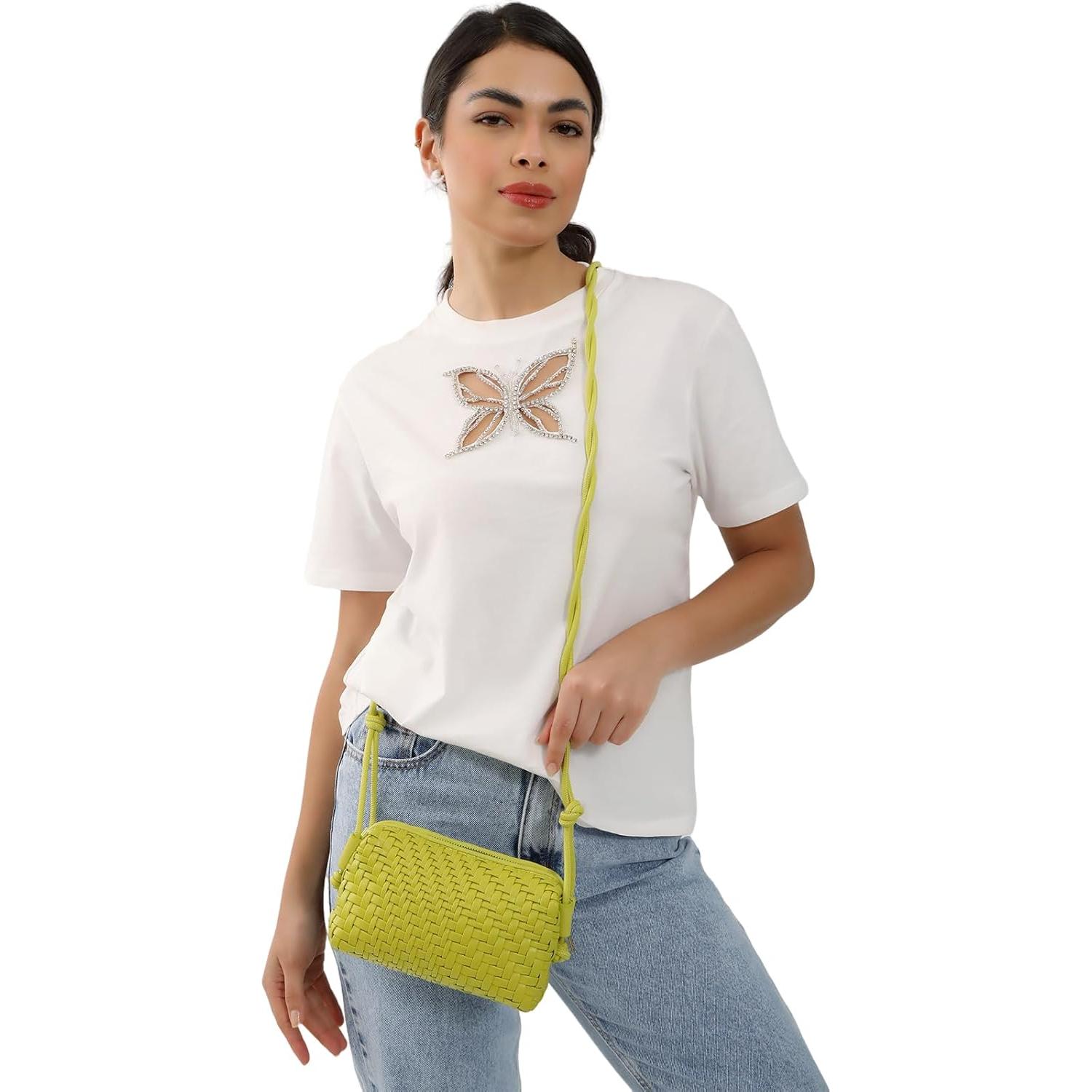 Bolso Cruzado de Cuero Vegano Dabdays Verde Claro 19x8x11cm