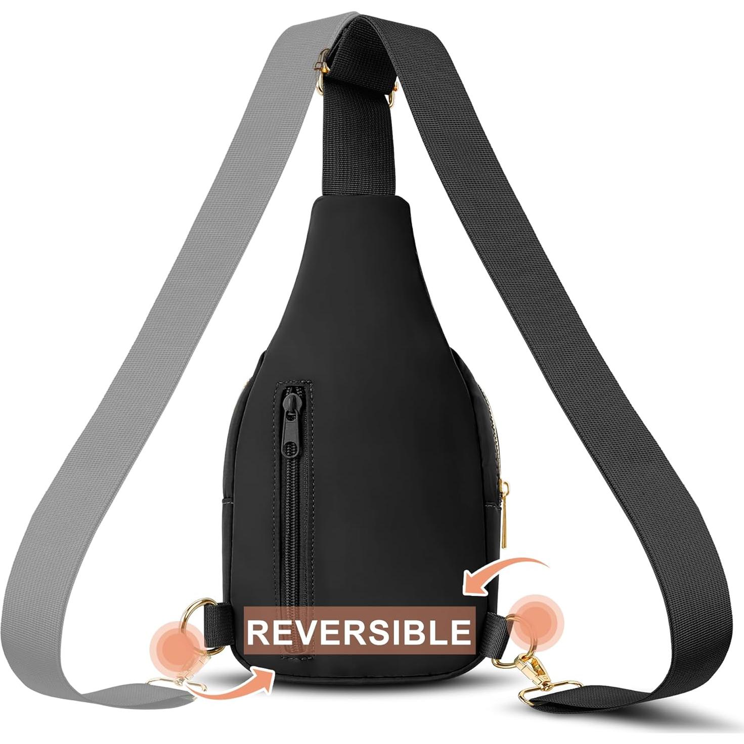 Bolsa Bandolera Grande VOROLO Negra Resistente al Agua