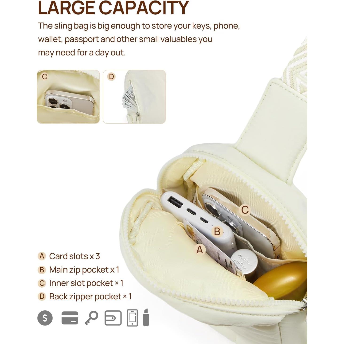 Bolso Cruzado Acolchado Telena para Mujeres - Blanco Marfil