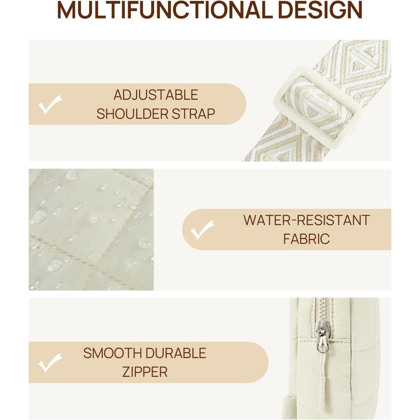 Bolso Cruzado Acolchado Telena para Mujeres - Blanco Marfil