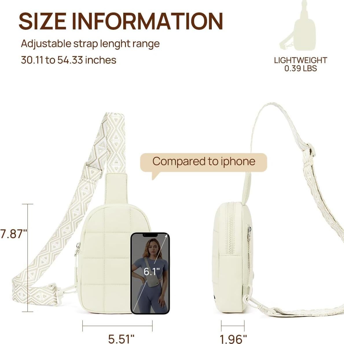 Bolso Cruzado Acolchado Telena para Mujeres - Blanco Marfil