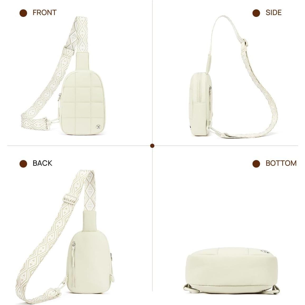 Bolso Cruzado Acolchado Telena para Mujeres - Blanco Marfil