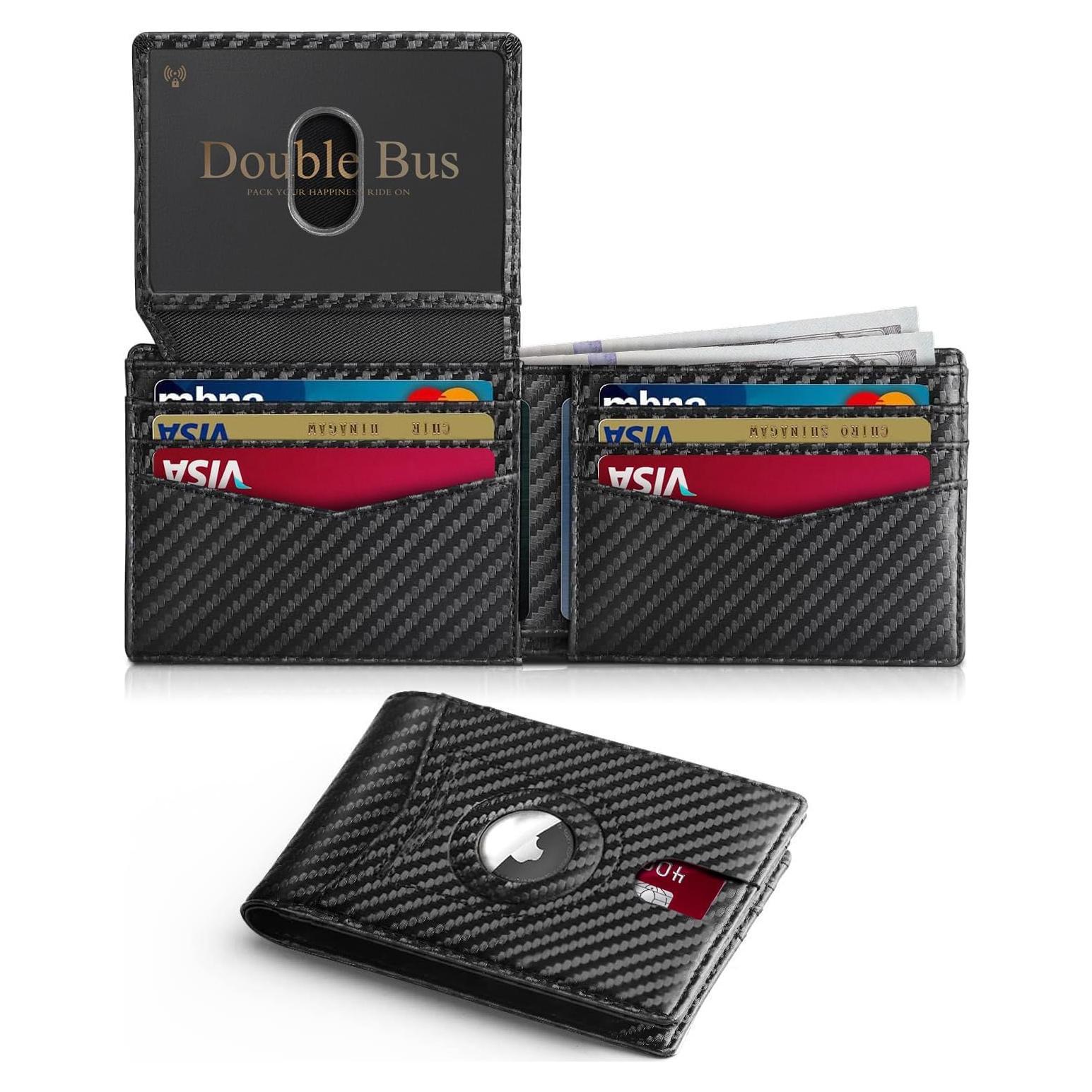 Billetera delgada RFID para hombres Double Bus - Fibra de Carbono