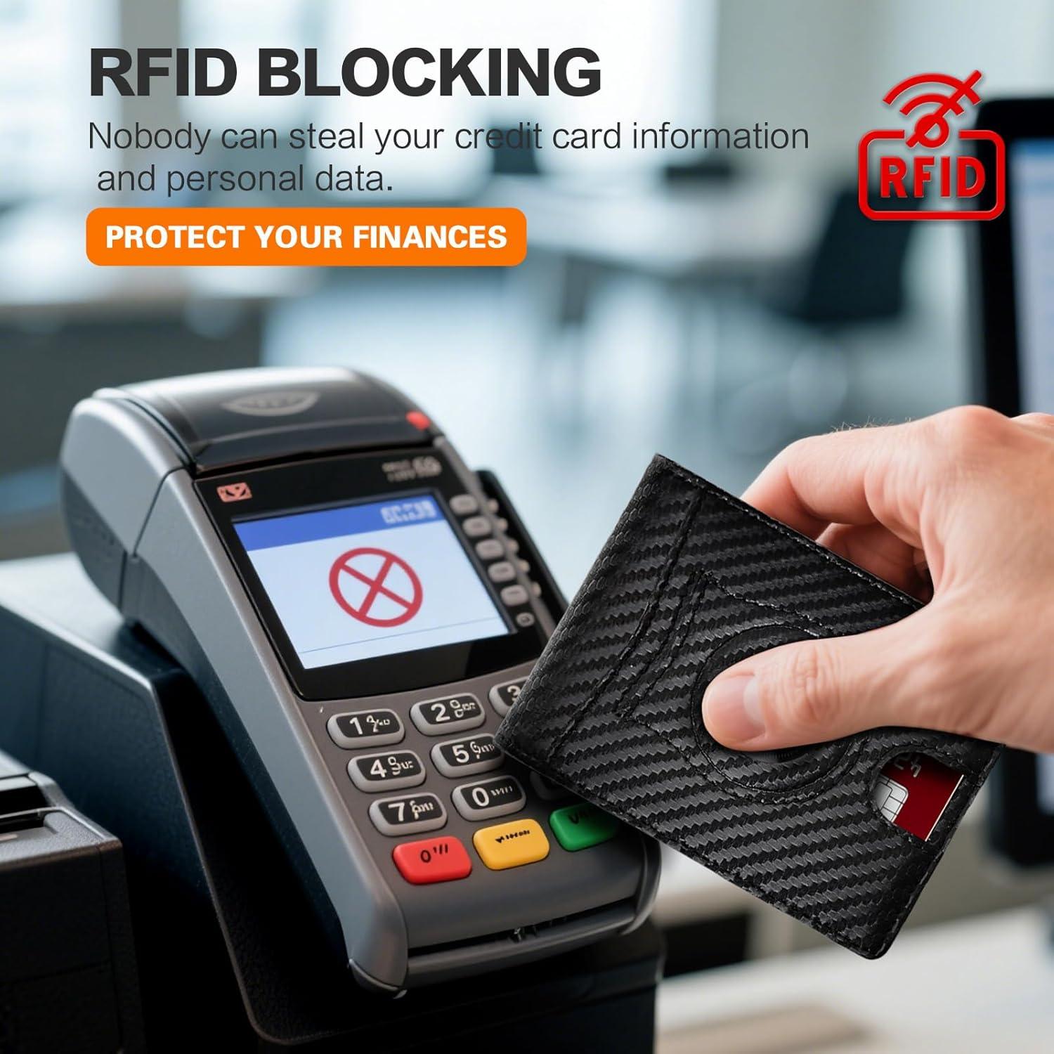 Billetera delgada RFID para hombres Double Bus - Fibra de Carbono