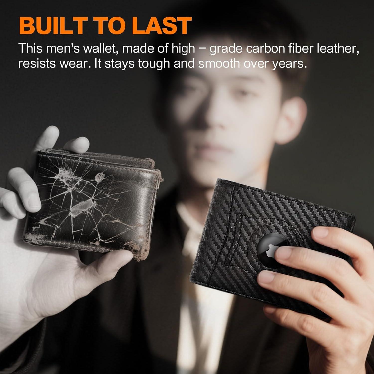 Billetera delgada RFID para hombres Double Bus - Fibra de Carbono