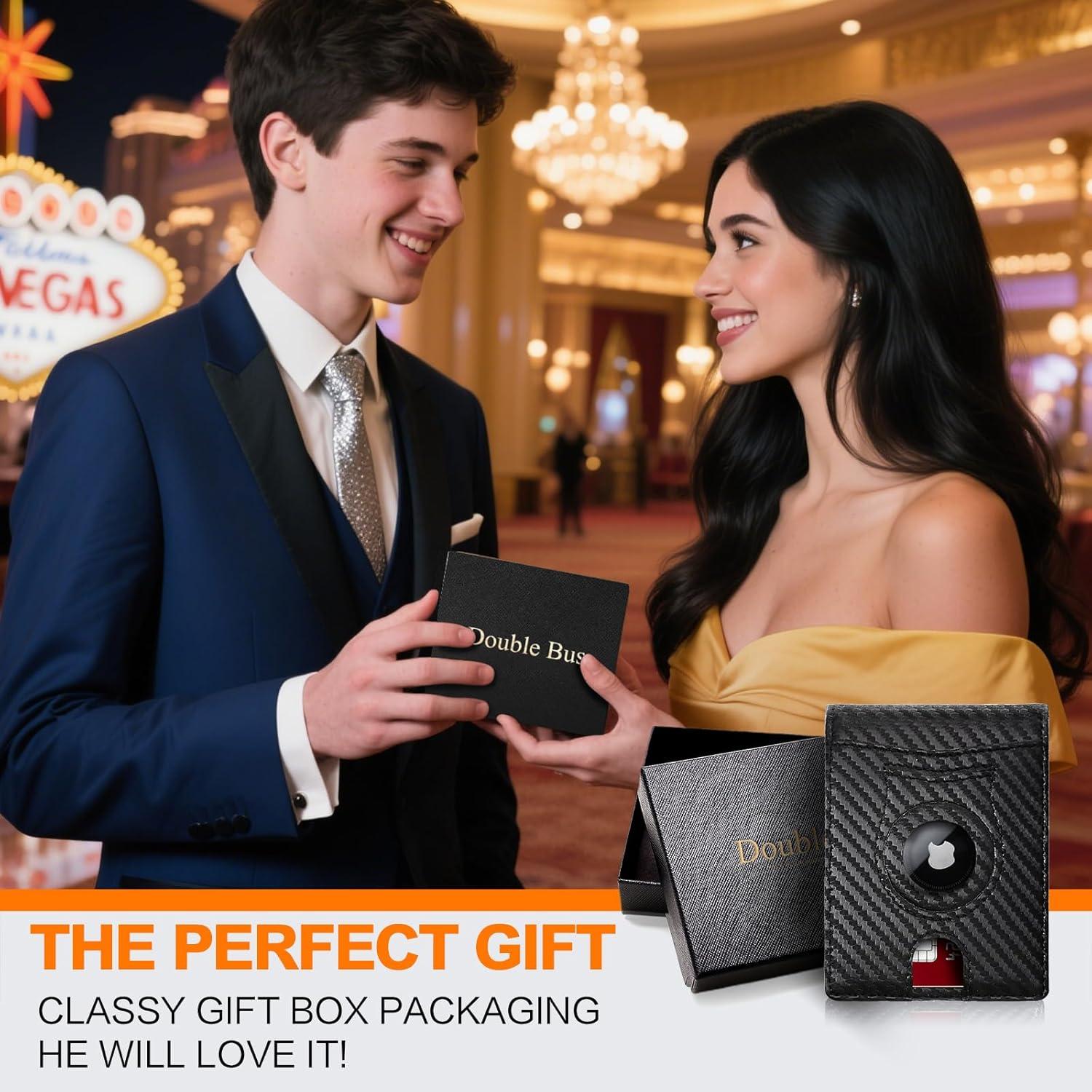 Billetera delgada RFID para hombres Double Bus - Fibra de Carbono