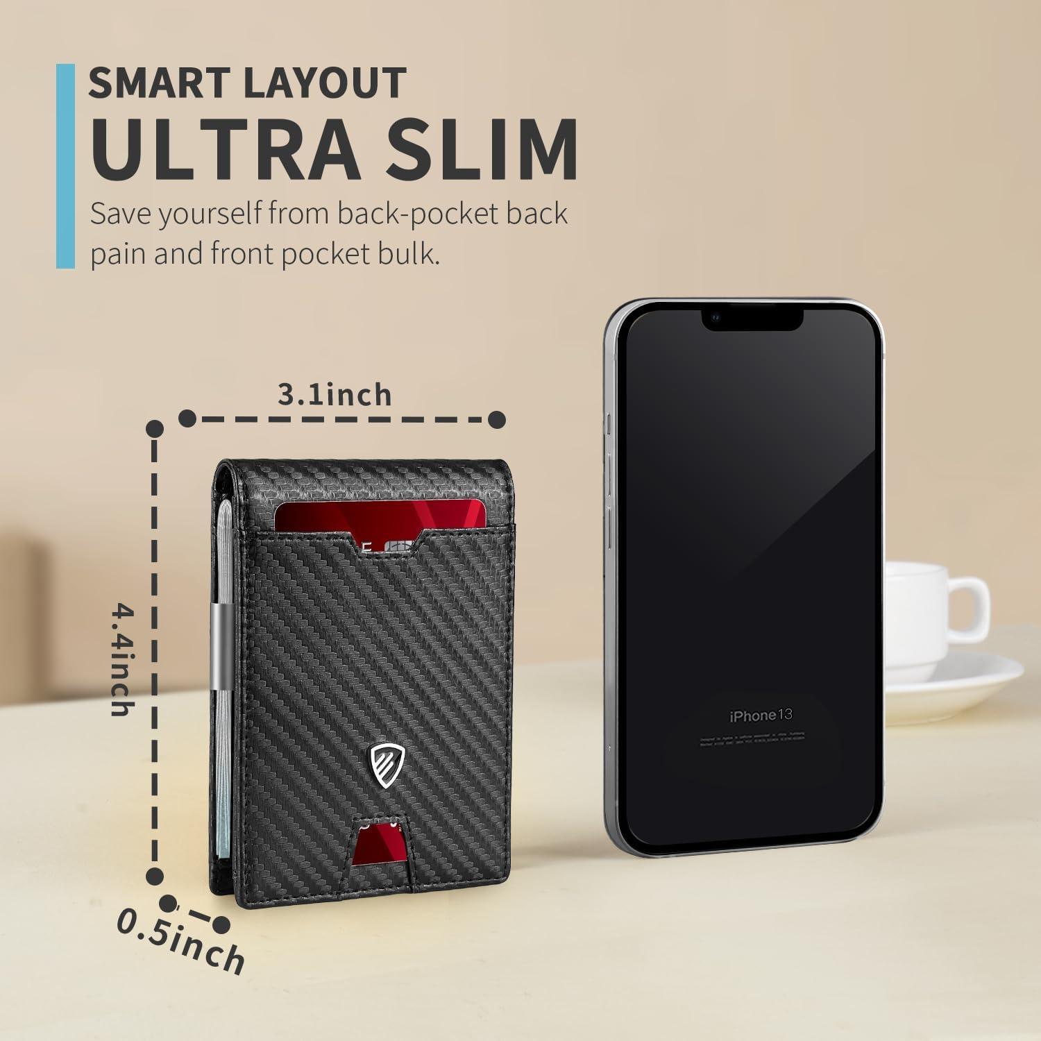 Cartera Slim RUNBOX para hombres con bloqueo RFID y clip