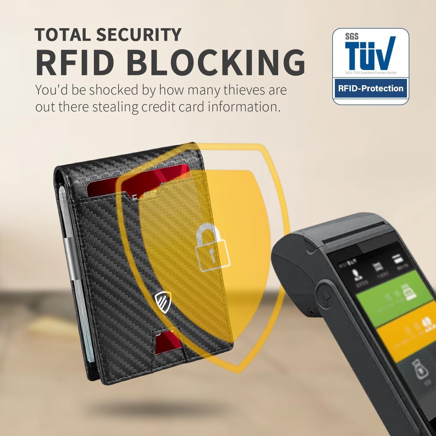 Cartera Slim RUNBOX para hombres con bloqueo RFID y clip