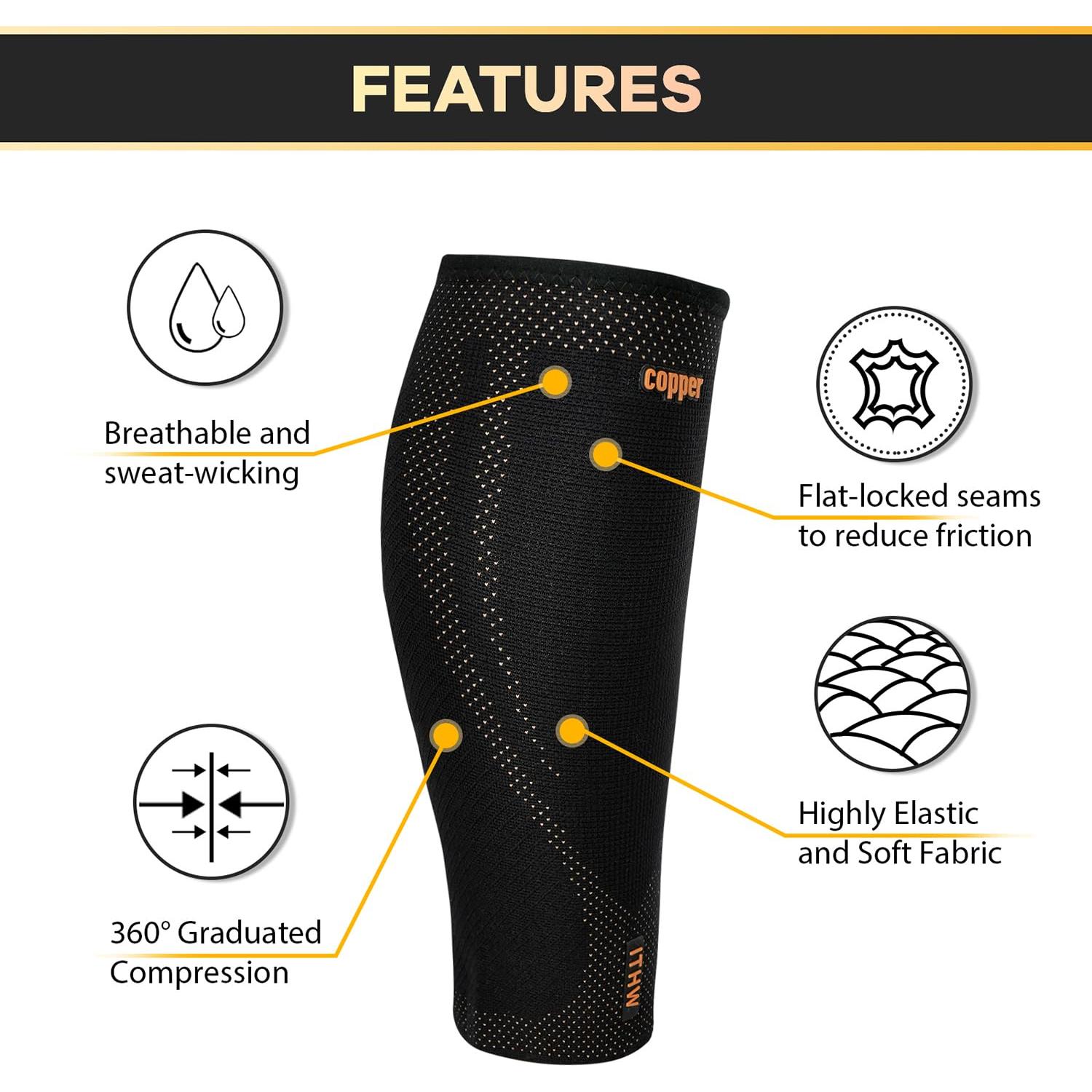 Manguitos de Compresión de Cobre ITHW Unisex - Alivio Dolor Pantorrilla