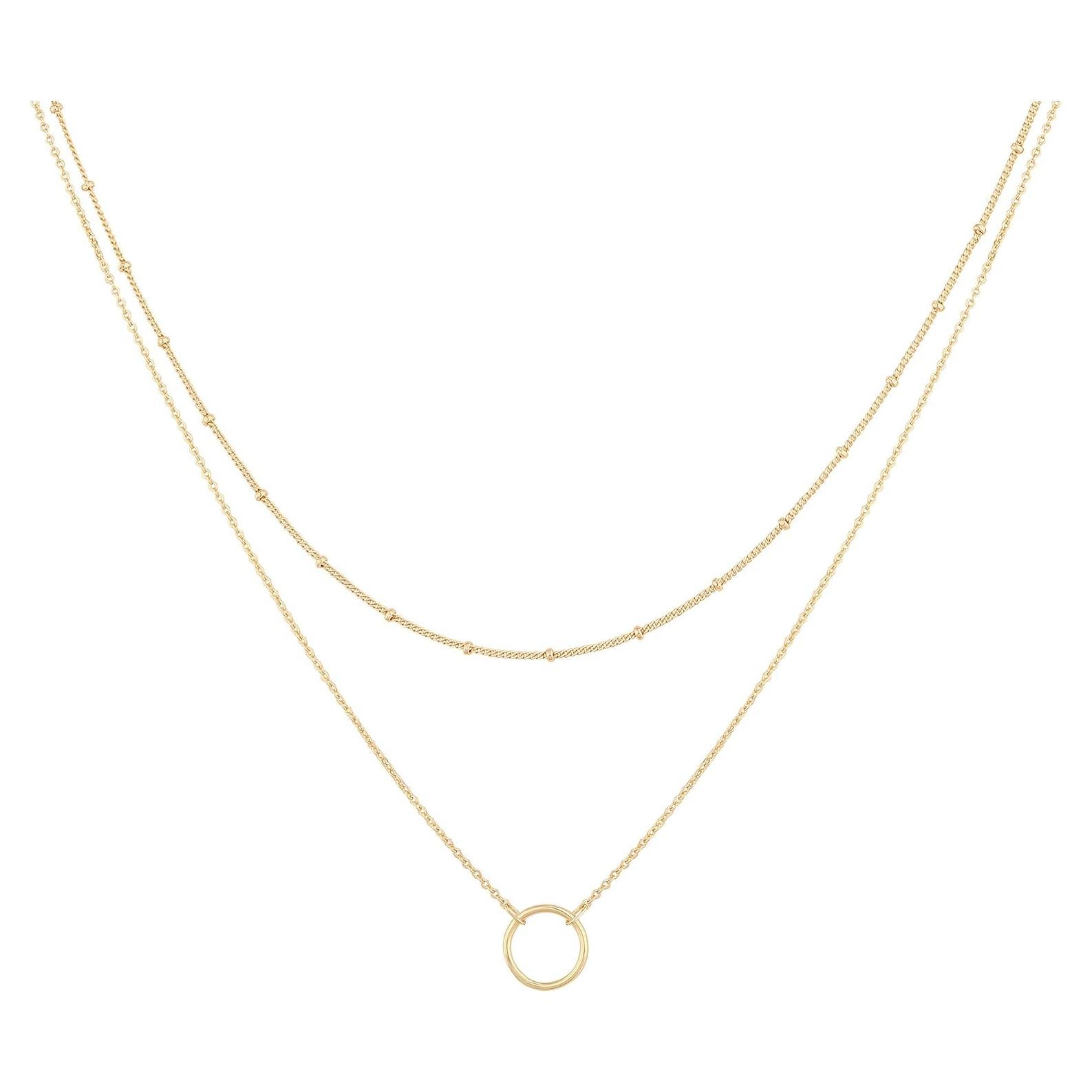 Collar Colgante en Capas MEVECCO Baño Oro 18k para Mujeres