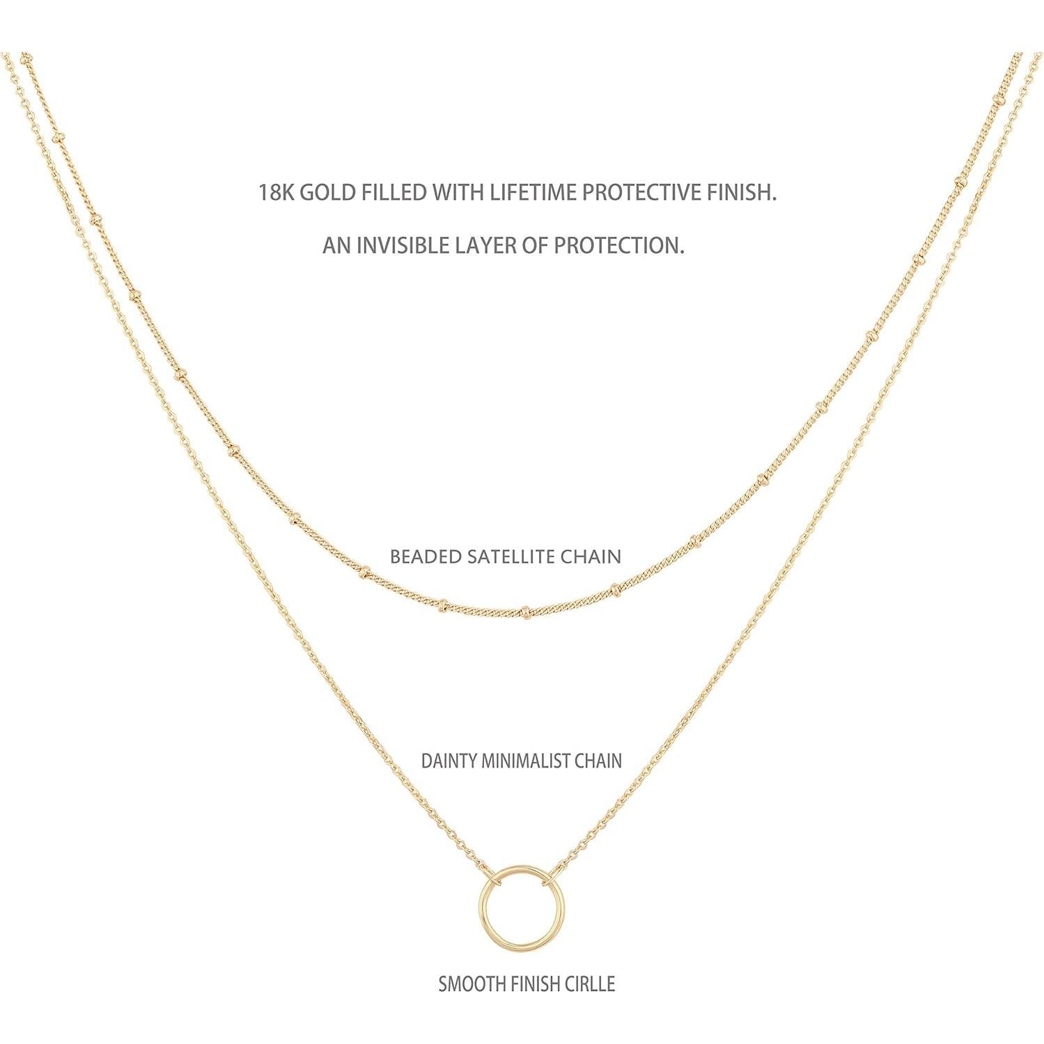 Collar Colgante en Capas MEVECCO Baño Oro 18k para Mujeres