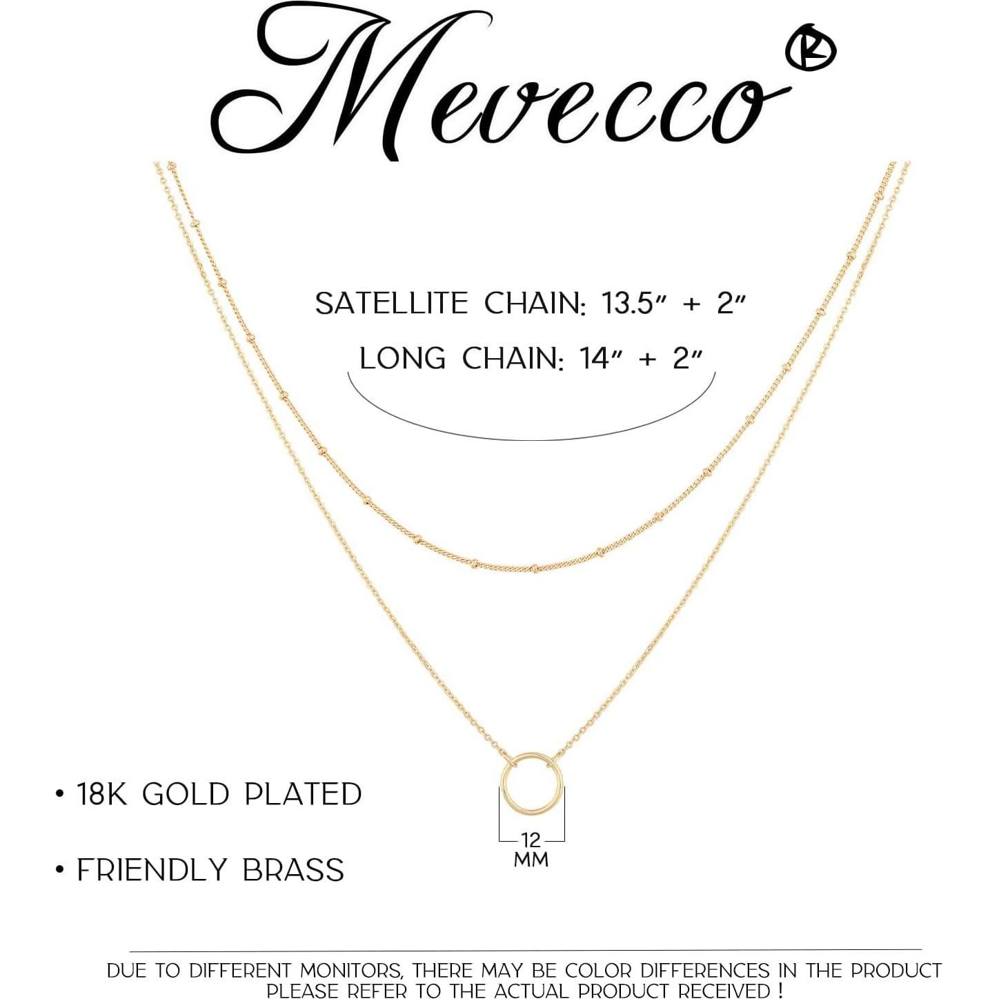 Collar Colgante en Capas MEVECCO Baño Oro 18k para Mujeres