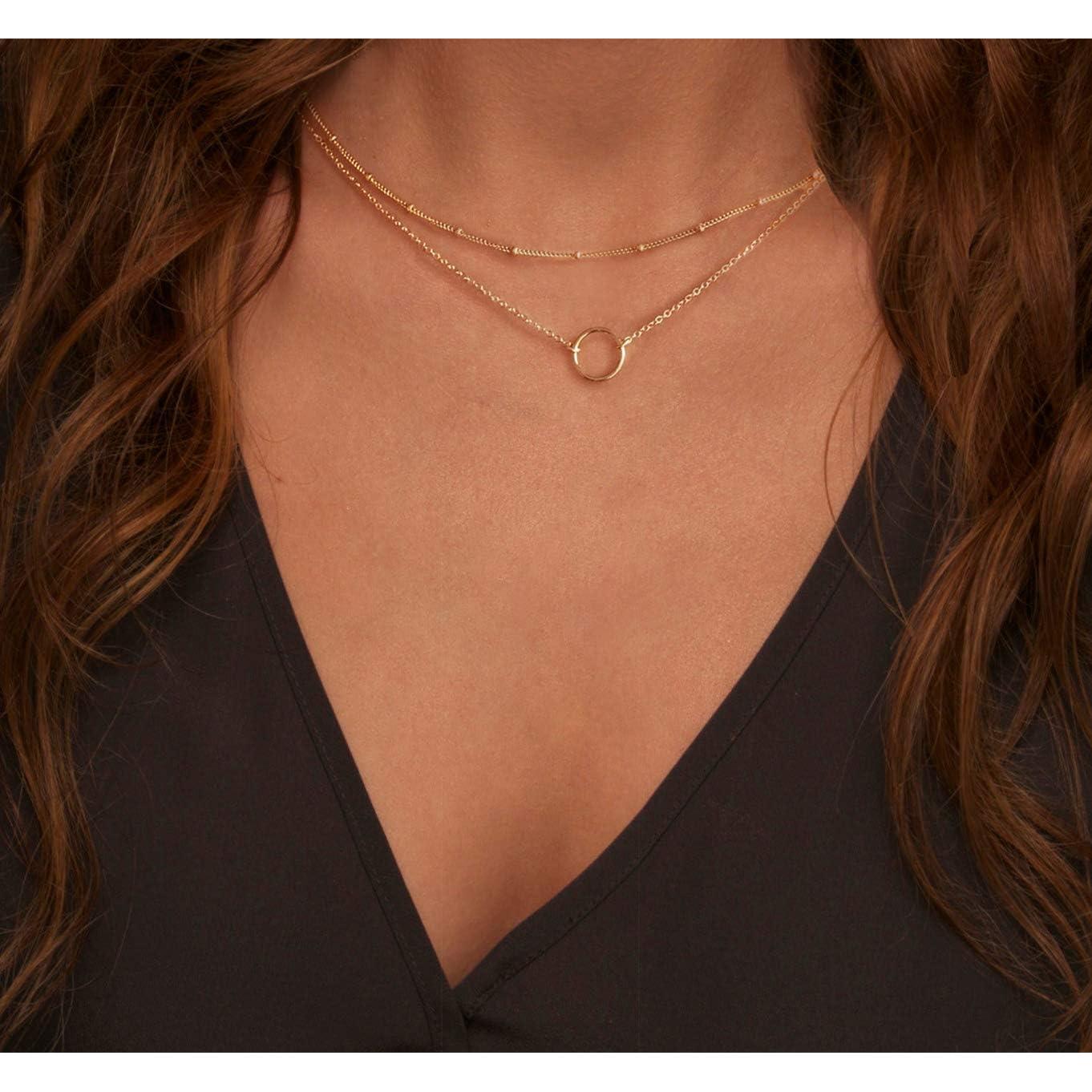 Collar Colgante en Capas MEVECCO Baño Oro 18k para Mujeres