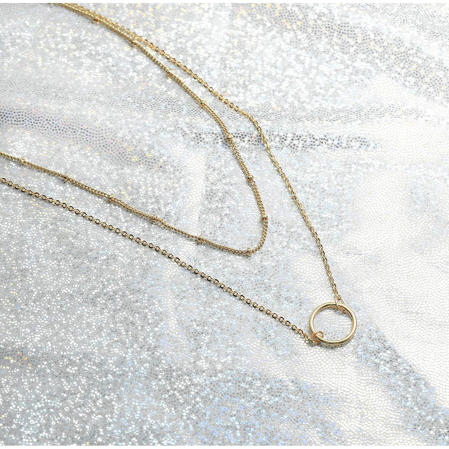 Collar Colgante en Capas MEVECCO Baño Oro 18k para Mujeres